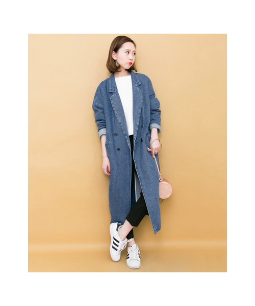 KBF(ケイビーエフ)の「ダブルブレストデニムコート(ジャケット/アウター・レディース・BLUE/ONE WASH・one)」の12枚目の写真