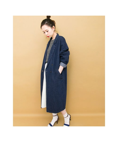 KBF(ケイビーエフ)の「ダブルブレストデニムコート(ジャケット/アウター・レディース・BLUE/ONE WASH・one)」の5枚目の写真