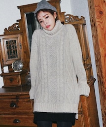 DHOLIC | メランジカラーニットタートルネックミニワンピース(ワンピース)