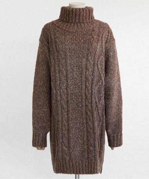 DHOLIC（ディーホリック）の「メランジカラーニットタートルネックミニワンピース（ワンピース・レディース・ベージュ/ブラウン/ブラックグレー・FREE）」の3枚目の写真