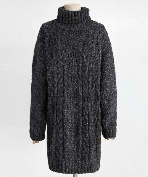 DHOLIC（ディーホリック）の「メランジカラーニットタートルネックミニワンピース（ワンピース・レディース・ベージュ/ブラウン/ブラックグレー・FREE）」の2枚目の写真