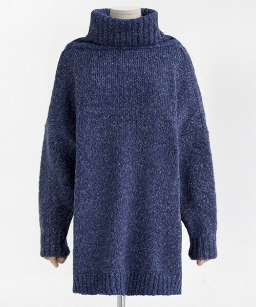 DHOLIC（ディーホリック）の「メランジカラーミディ丈タートルネックニットプルオーバー（ニット/セーター・レディース・ライトグレー/ブラックグレー/ブルー/チョコブラウン/ブルーグレー・FREE）」の5枚目の写真