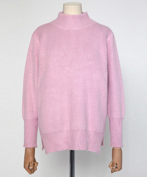 DHOLIC（ディーホリック）の「モックネックハイゲージニットプルオーバー（ニット/セーター・レディース・グレー/ピンク/クリーム/ブラック・FREE）」の4枚目の写真