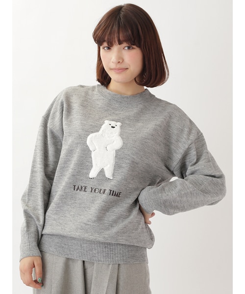 w closet(ダブルクローゼット)の「クマモチーフニット(トップス・レディース・グレー/キャメル/カーキ・FREE)」の4枚目の写真