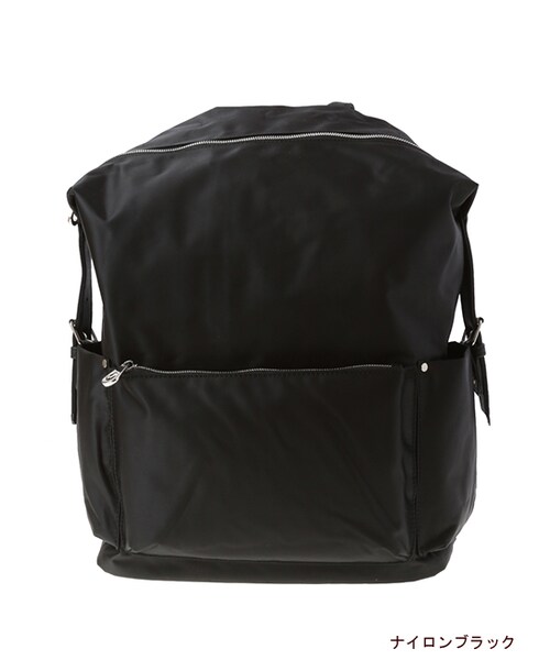 w closet（ダブルクローゼット）の「ダンディーンリュック（バッグ・レディース・レザーブラック/ナイロンブラック/カーキ・FREE）」の2枚目の写真