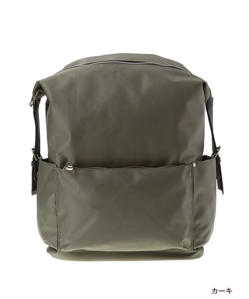 w closet（ダブルクローゼット）の「ダンディーンリュック（バッグ・レディース・レザーブラック/ナイロンブラック/カーキ・FREE）」の3枚目の写真