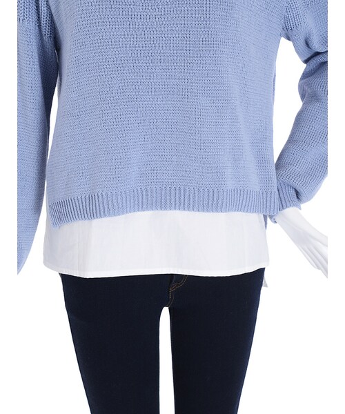 EMODA（エモダ）の「SLIT LAYER SHニット（トップス・レディース・ホワイト/ブラック/アイスブルー・F）」の9枚目の写真