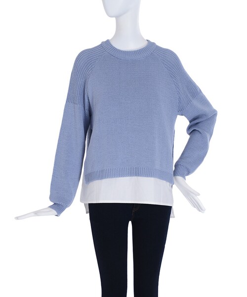 EMODA（エモダ）の「SLIT LAYER SHニット（トップス・レディース・ホワイト/ブラック/アイスブルー・F）」の5枚目の写真