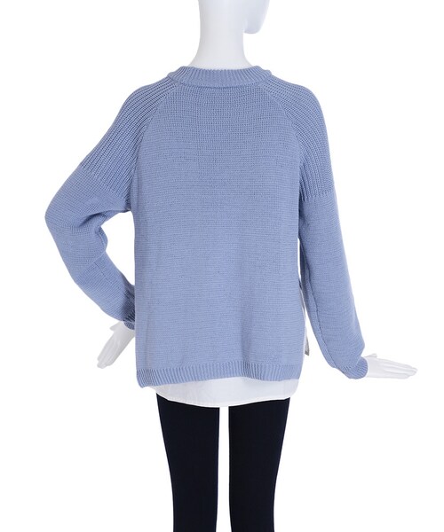 EMODA（エモダ）の「SLIT LAYER SHニット（トップス・レディース・ホワイト/ブラック/アイスブルー・F）」の7枚目の写真