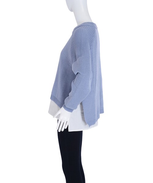 EMODA（エモダ）の「SLIT LAYER SHニット（トップス・レディース・ホワイト/ブラック/アイスブルー・F）」の6枚目の写真