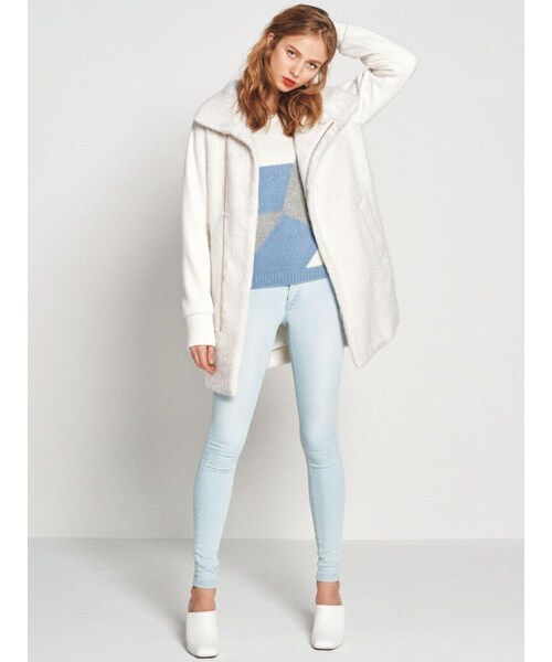 EMODA（エモダ）の「COMBI ZIPコート（ジャケット/アウター・レディース・ホワイト/グレー/ブラック・F）」の5枚目の写真