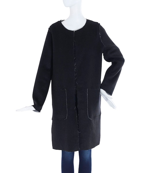 EMODA(エモダ)の「W FACE WOOLコート(ジャケット/アウター・レディース・ブラック/ベージュ・F)」の5枚目の写真