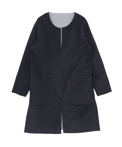 EMODA(エモダ)の「W FACE WOOLコート(ジャケット/アウター・レディース・ブラック/ベージュ・F)」の1枚目の写真