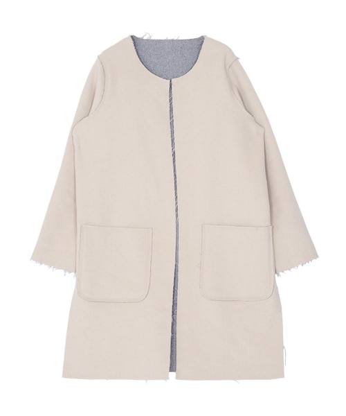 EMODA(エモダ)の「W FACE WOOLコート(ジャケット/アウター・レディース・ブラック/ベージュ・F)」の2枚目の写真