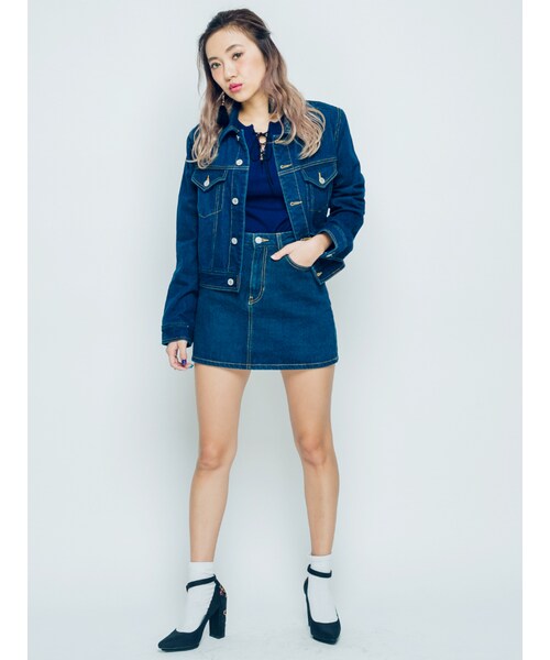 EVRIS（エヴリス）の「デニムハイウエストスカート（スカート・レディース・ホワイト/アイスブルー/インディゴ）」の6枚目の写真