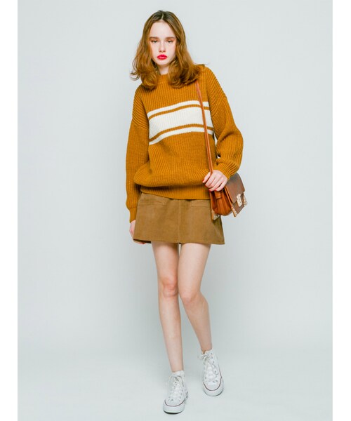 jouetie(ジュエティ)の「コンチョボタン台形スカート(スカート・レディース・ピンク/ブルー/カーキ/キャメル・M)」の5枚目の写真