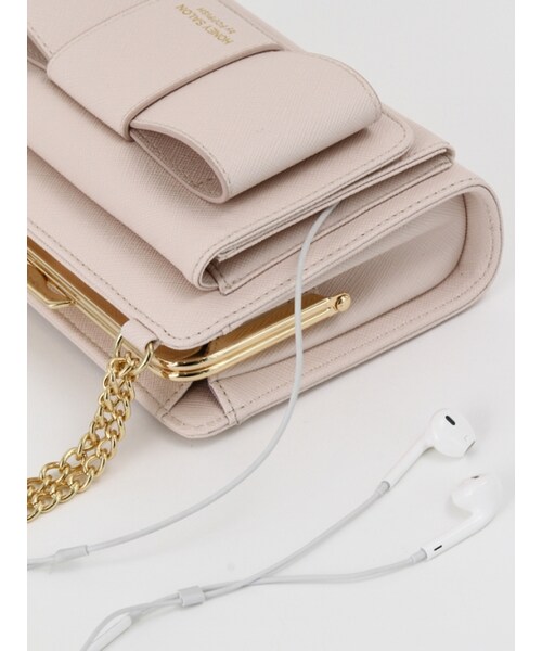 Honey Salon（ハニーサロン）の「リボンスマホミニバッグ（バッグ・レディース・アイボリー/ライトピンク/ブラック・Free）」の7枚目の写真