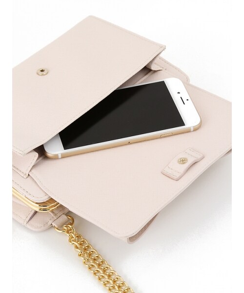 Honey Salon（ハニーサロン）の「リボンスマホミニバッグ（バッグ・レディース・アイボリー/ライトピンク/ブラック・Free）」の8枚目の写真