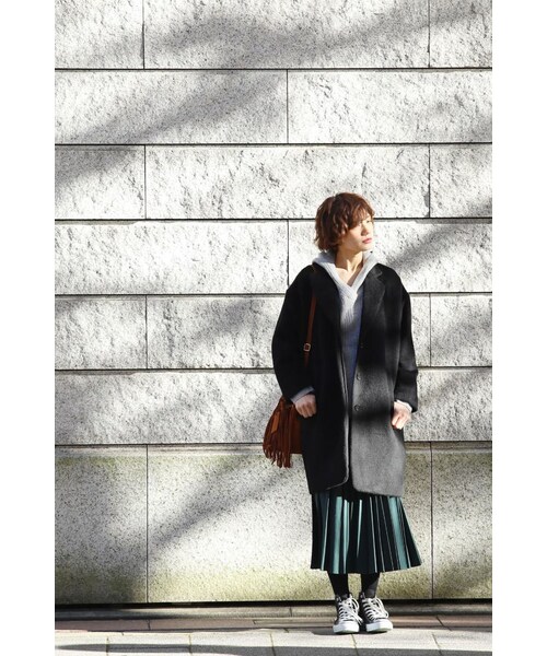 SLOBE IENA(スローブイエナ)の「アルパカシャギーロングチェスターコート(ジャケット/アウター・ブラック/キャメル・フリー)」の5枚目の写真