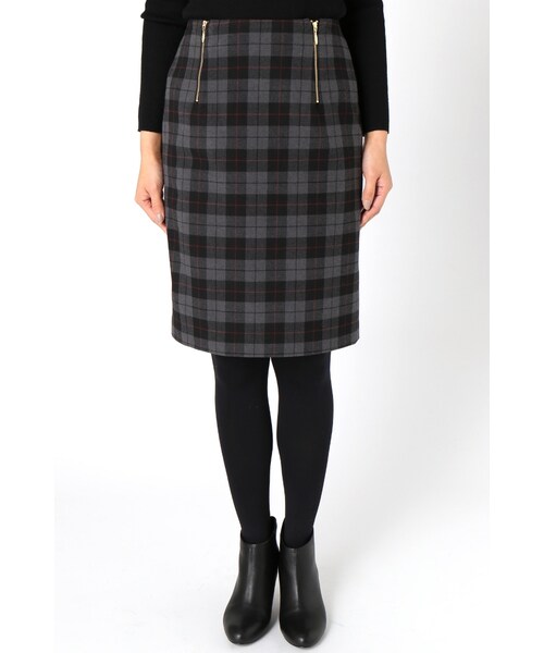 La TOTALITE（ラトータリテ）の「ツイカチェックタイトスカート（スカート・グレーA/ホワイト・36/38）」の5枚目の写真
