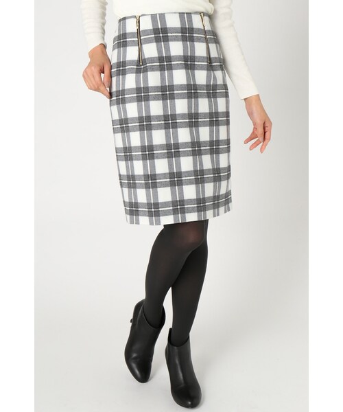 La TOTALITE（ラトータリテ）の「ツイカチェックタイトスカート（スカート・グレーA/ホワイト・36/38）」の2枚目の写真