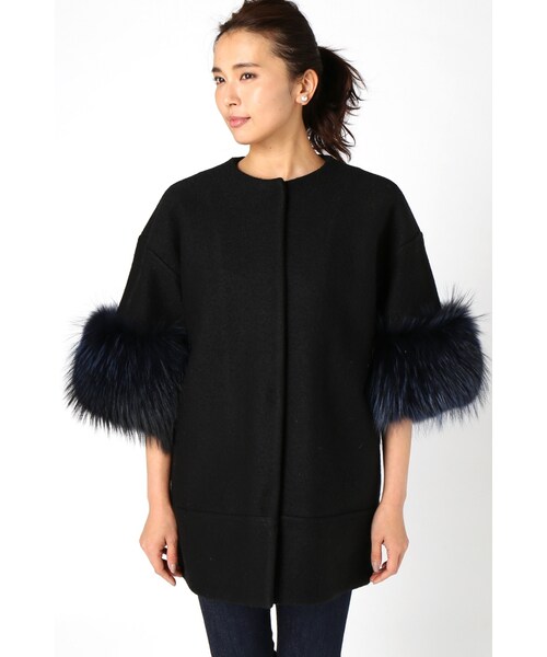 La TOTALITE（ラトータリテ）の「AVA ADORE murmanskyノーカラーコート（ジャケット/アウター・ブラック/ピンク・フリー）」の5枚目の写真