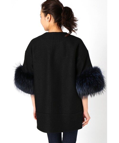 La TOTALITE（ラトータリテ）の「AVA ADORE murmanskyノーカラーコート（ジャケット/アウター・ブラック/ピンク・フリー）」の7枚目の写真