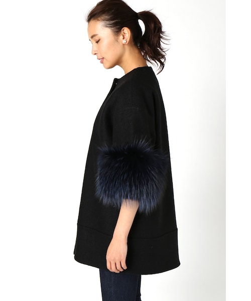 La TOTALITE（ラトータリテ）の「AVA ADORE murmanskyノーカラーコート（ジャケット/アウター・ブラック/ピンク・フリー）」の6枚目の写真