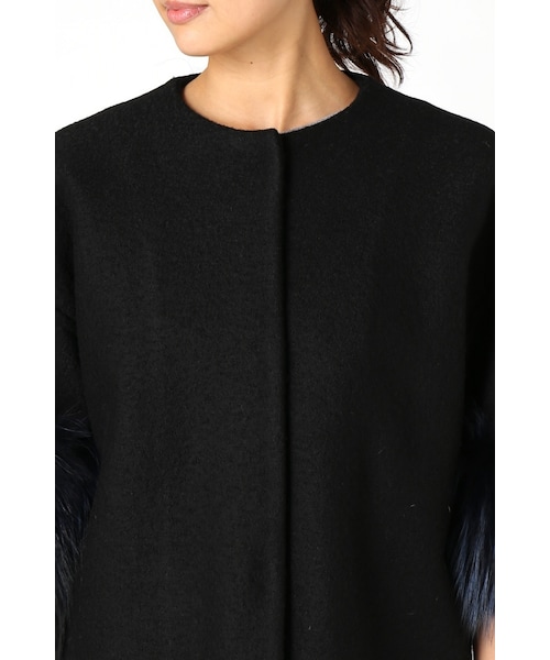 La TOTALITE（ラトータリテ）の「AVA ADORE murmanskyノーカラーコート（ジャケット/アウター・ブラック/ピンク・フリー）」の8枚目の写真