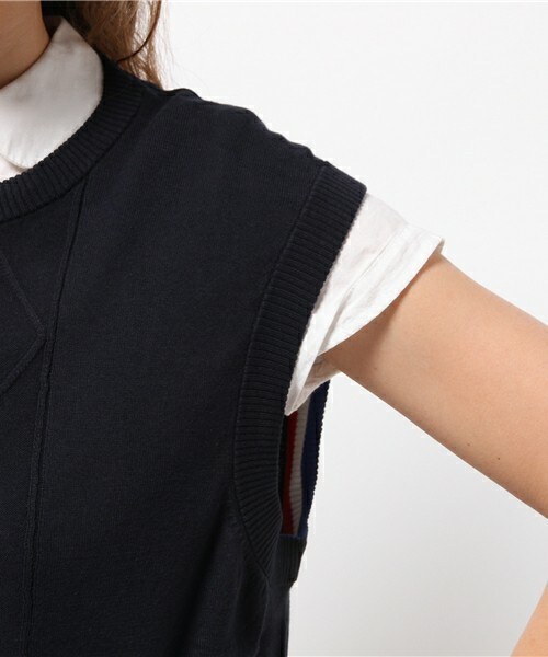 FRAPBOIS（フラボア）の「シーソートリコ（ベスト・レディース・グレー/ネイビー/イエロー・1/2）」の13枚目の写真