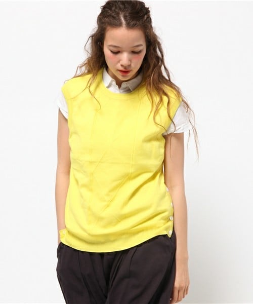 FRAPBOIS（フラボア）の「シーソートリコ（ベスト・レディース・グレー/ネイビー/イエロー・1/2）」の3枚目の写真