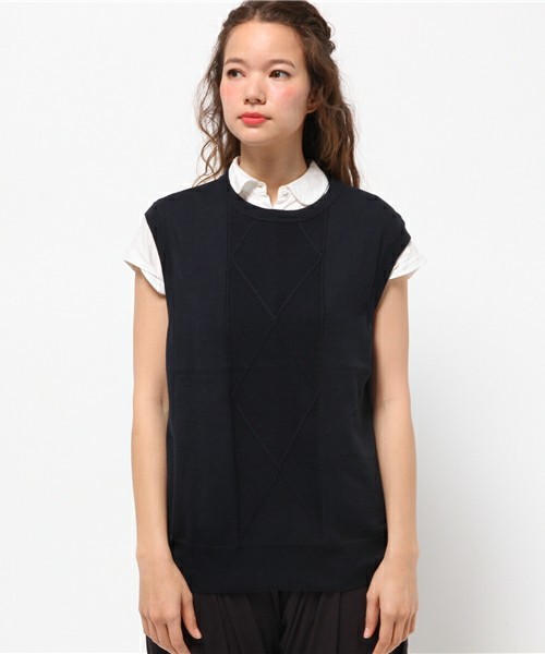 FRAPBOIS（フラボア）の「シーソートリコ（ベスト・レディース・グレー/ネイビー/イエロー・1/2）」の9枚目の写真