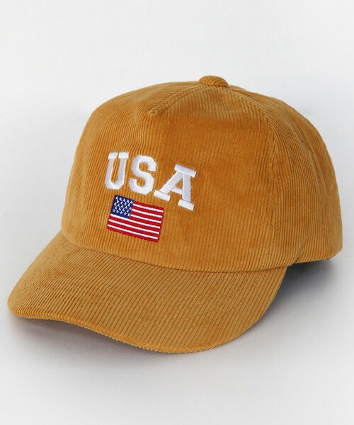 DHOLIC（ディーホリック）の「USA刺繍コーデュロイキャップ（キャップ・レディース・レッド/ネイビー/ダークベージュ/マスタード/アイボリー/ブラック・ONE）」の6枚目の写真
