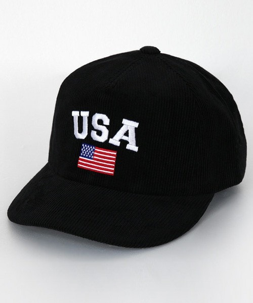 DHOLIC（ディーホリック）の「USA刺繍コーデュロイキャップ（キャップ・レディース・レッド/ネイビー/ダークベージュ/マスタード/アイボリー/ブラック・ONE）」の3枚目の写真