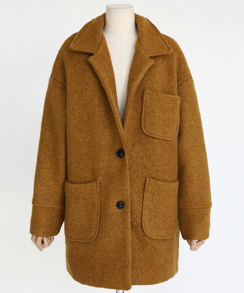 DHOLIC（ディーホリック）の「シングルボタンショート丈ブークレコート（テーラードジャケット・レディース・アイボリー/マスタード/ネイビー・FREE）」の3枚目の写真