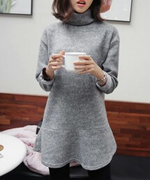 DHOLIC | フレアヘムタートルネックミニワンピース(ワンピース)