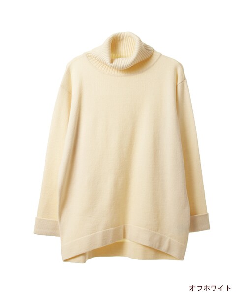 w closet(ダブルクローゼット)の「天竺編みタートルニット(トップス・レディース・オフホワイト/ピンクベージュ/キャメル/グレー/ブラック・FREE)」の1枚目の写真