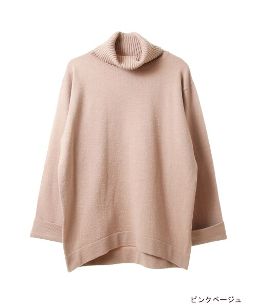 w closet(ダブルクローゼット)の「天竺編みタートルニット(トップス・レディース・オフホワイト/ピンクベージュ/キャメル/グレー/ブラック・FREE)」の5枚目の写真