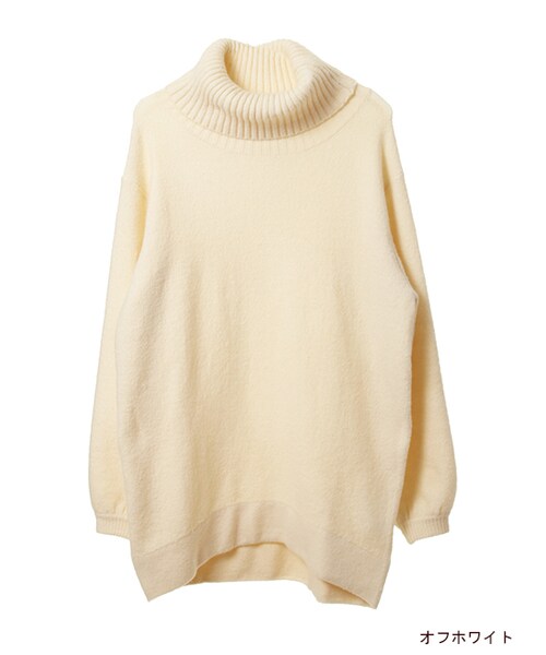 w closet(ダブルクローゼット)の「ブークレオフタートルニット(トップス・レディース・オフホワイト/グレージュ/グレー/ボルドー・FREE)」の1枚目の写真