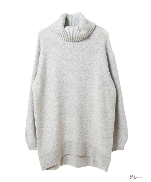 w closet(ダブルクローゼット)の「ブークレオフタートルニット(トップス・レディース・オフホワイト/グレージュ/グレー/ボルドー・FREE)」の3枚目の写真