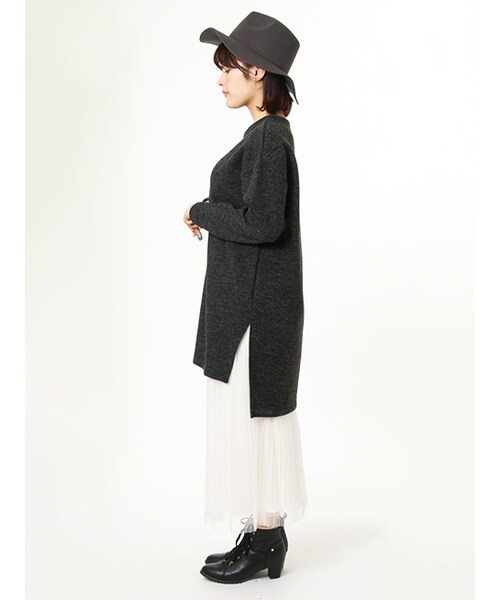 w closet（ダブルクローゼット）の「ニットソースリット入りチュニック（その他・レディース・キャメル/ボルドー/チャコール・FREE）」の5枚目の写真