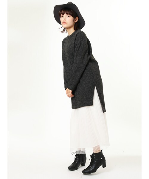 w closet（ダブルクローゼット）の「ニットソースリット入りチュニック（その他・レディース・キャメル/ボルドー/チャコール・FREE）」の11枚目の写真