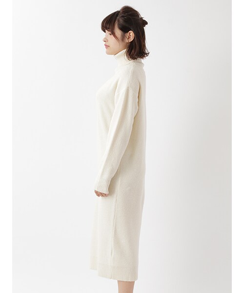 w closet（ダブルクローゼット）の「ブークレニットワンピース（ワンピース/ドレス・レディース・オフホワイト/グレー/カーキ・FREE）」の5枚目の写真