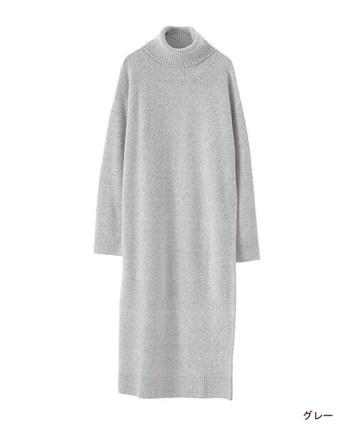 w closet（ダブルクローゼット）の「ブークレニットワンピース（ワンピース/ドレス・レディース・オフホワイト/グレー/カーキ・FREE）」の2枚目の写真