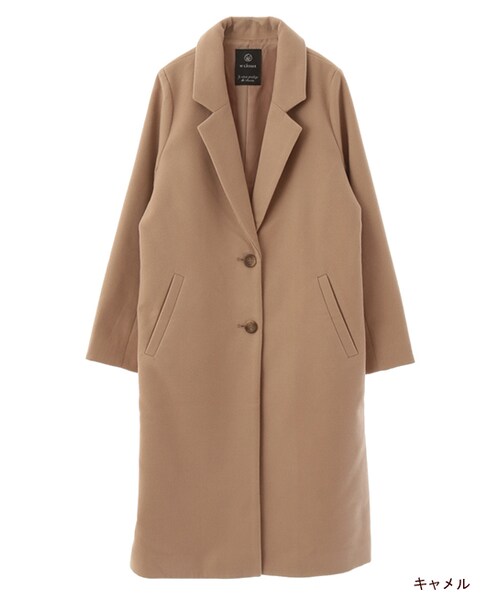 w closet（ダブルクローゼット）の「フェイクウールチェスターコート（ジャケット/アウター・レディース・ピンクベージュ/キャメル/グレー/ブラック・FREE）」の3枚目の写真