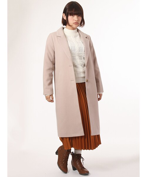 w closet（ダブルクローゼット）の「フェイクウールチェスターコート（ジャケット/アウター・レディース・ピンクベージュ/キャメル/グレー/ブラック・FREE）」の13枚目の写真