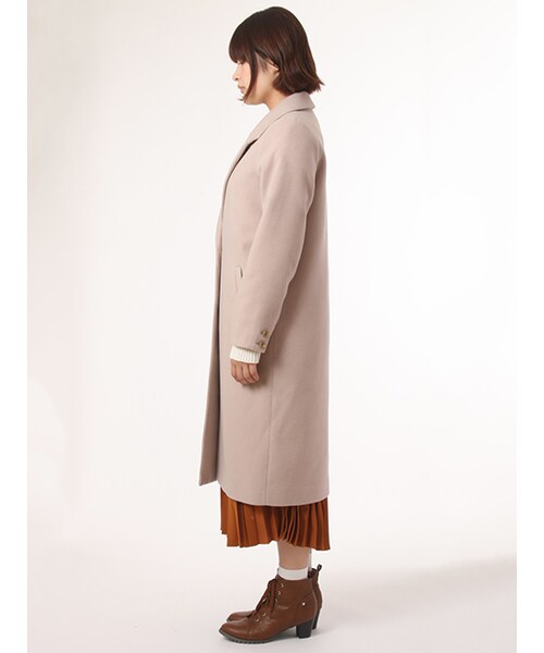 w closet（ダブルクローゼット）の「フェイクウールチェスターコート（ジャケット/アウター・レディース・ピンクベージュ/キャメル/グレー/ブラック・FREE）」の6枚目の写真