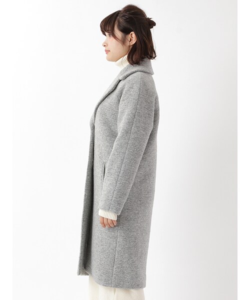 w closet（ダブルクローゼット）の「スライバービッグ衿シングルコート（ジャケット/アウター・レディース・ベージュ/Lグレー/ネイビー・FREE）」の5枚目の写真