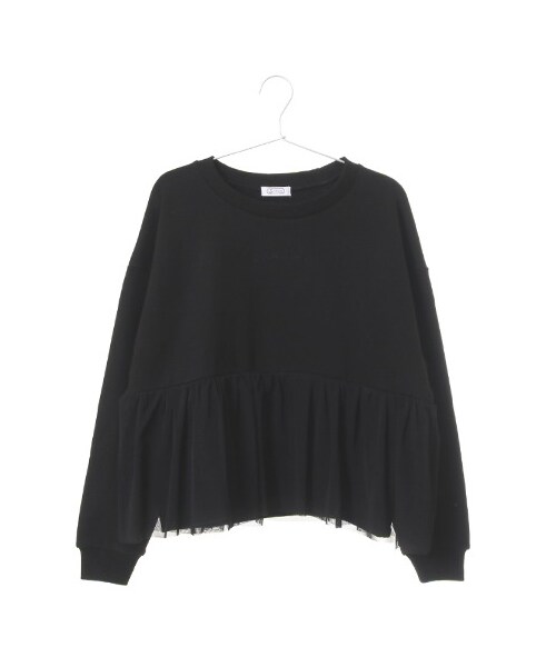 E hyphen world gallery Bon Bon(イーハイフンワールドギャラリーボンボン)の「Tulle Flare Tops(トップス・オフホワイト/杢グレー/ブラック・F)」の2枚目の写真