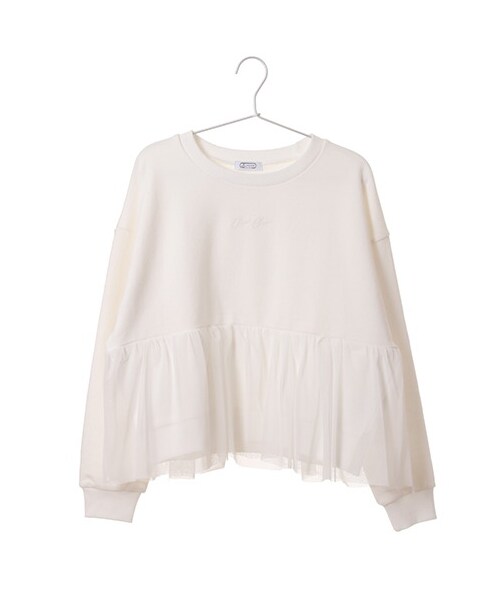 E hyphen world gallery Bon Bon(イーハイフンワールドギャラリーボンボン)の「Tulle Flare Tops(トップス・オフホワイト/杢グレー/ブラック・F)」の1枚目の写真
